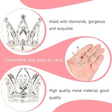 30 Pcs Silver Crown Cake Topper, Crowns for Flower Bouquets Mini Baby Crown Toppers for Flower Arrangements Glittering Cake Decoration for Girl Lady Bridal Wedding Birthday Party, 3 Style