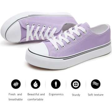 FRACORA Womens White Canvas Sneakers Low Top Canvas Shoes for Men Fashion Unisex Sneakers(Purple,US5.5)