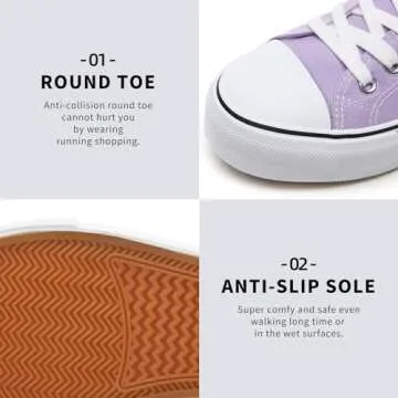FRACORA Womens White Canvas Sneakers Low Top Canvas Shoes for Men Fashion Unisex Sneakers(Purple,US5.5)