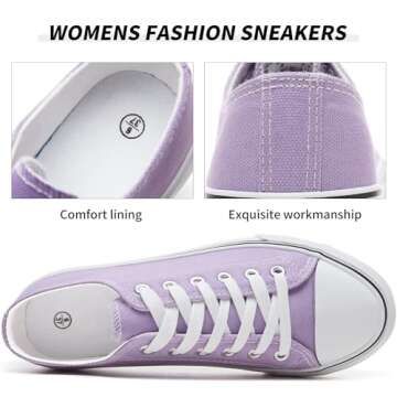FRACORA Womens White Canvas Sneakers Low Top Canvas Shoes for Men Fashion Unisex Sneakers(Purple,US5.5)