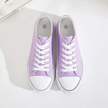 FRACORA Womens White Canvas Sneakers Low Top Canvas Shoes for Men Fashion Unisex Sneakers(Purple,US5.5)