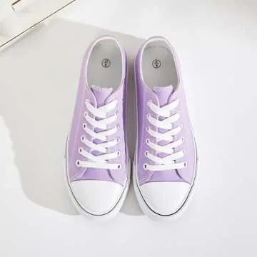 FRACORA Womens White Canvas Sneakers Low Top Canvas Shoes for Men Fashion Unisex Sneakers(Purple,US5.5)
