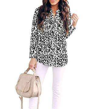 Stylish Womens Split V Neck Leopard Print Chiffon Blouse