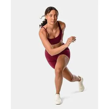 Kamo Fitness Serenity Shorts High Waisted 6" Inseam No Front Seam Thigh Friendly V Booty Seam Women's Biker Shorts (Dark Cherry, S)