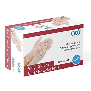 EDI Disposable Vinyl Gloves - Powder-Free, Latex-Free, 100 Count