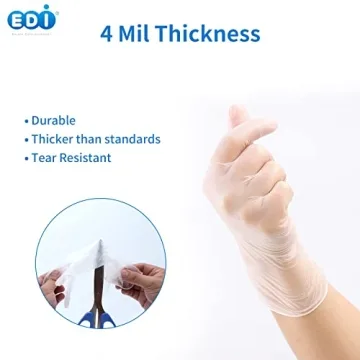 EDI Disposable Vinyl Gloves - Powder-Free, Latex-Free, 100 Count