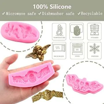 ZiXiang Angel Cupcake Mold Set of 4 - Silicone Fondant Molds for Cake Decorating