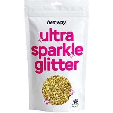 Hemway Ultra Sparkle Glitter - 1/5" 0.2" 5mm - 3-D Embossed Star Shaped Glitter Sequin for Decoration, Scrapbook, Arts, Craft, Design, Nail and Cosmetics - Gold - 50g