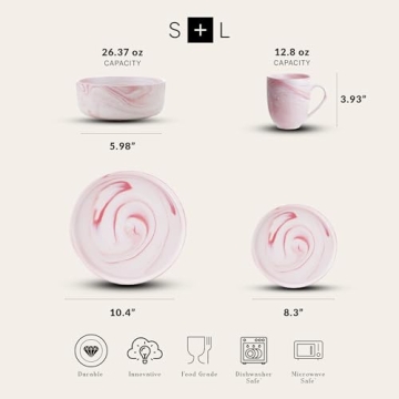 Stone Lain Brighton 16 Piece Dinnerware Set in Pink