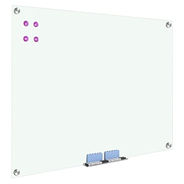 Magnetic Glass Whiteboard - Wall Mount Dry Erase Board with Accessories (48x36)