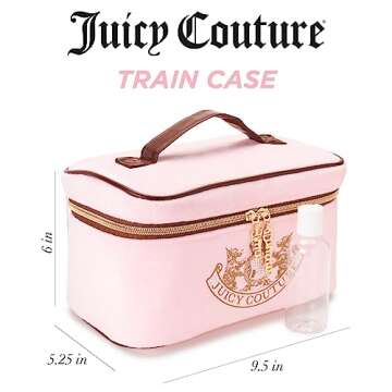 Juicy Couture Women's Cosmetics Bag - Travel Makeup and Toiletries Train Case Organizer, Size One Si...