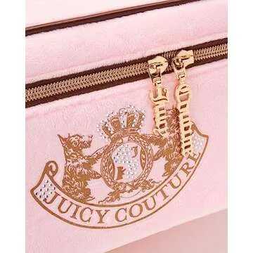 Juicy Couture Women's Cosmetics Bag - Travel Makeup and Toiletries Train Case Organizer, Size One Size, Light Pink