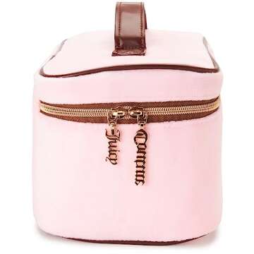 Juicy Couture Women's Cosmetics Bag - Travel Makeup and Toiletries Train Case Organizer, Size One Size, Light Pink