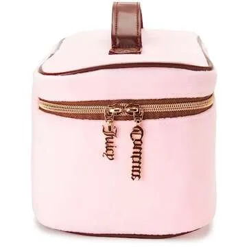 Juicy Couture Women's Cosmetics Bag - Travel Makeup and Toiletries Train Case Organizer, Size One Size, Light Pink