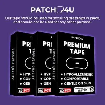 PATCH4U Premium Tape (60 Pack) - Pain Free Removal, Hypoallergenic, Latex Free & Gentle On Skin - Skin Friendly Adhesive Cotton Tape
