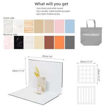 Photography Backdrop Product Photo Background: Small Product Photoshoot Props kit for Food Jewelry Mini Items Picture. (16x11.5inch Board Plus)