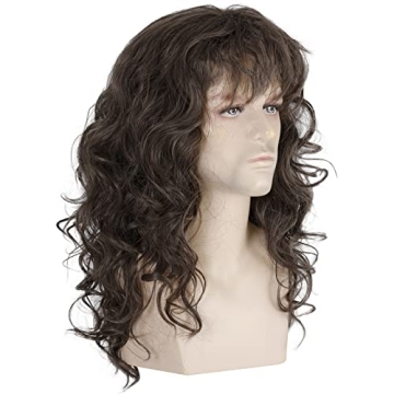 Authentic 80s Glam Metal Mullet Wig with Bandana for Men