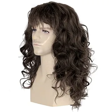 Authentic 80s Glam Metal Mullet Wig with Bandana for Men