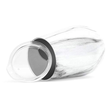 Simple Modern Wine Tumbler with Lid | Cute Stemless Glass Cup with Press-In Lid | Insulated Stainless Steel Coffee Mug | Gifts for Women Men Him Her | Spirit Collection | 12oz | Carrara Marble