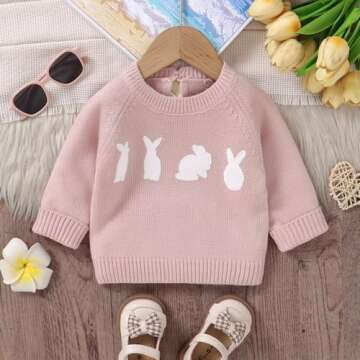 MAYUMMPY Toddler Baby Girl Boy Knit Easter Sweater Bunny Pullover Sweatshirt Knitwear Newborn Kids E...
