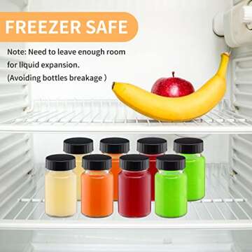 VOLCANOES CLUB 2oz Glass Jars with Lids - Glass Shot Bottles Set for Liquids, Juicing, Ginger Shot, Sample - Small Containers with Screw Caps - Clear Mini Round Bottles - Leakproof/Wide Mouth - 8 pack