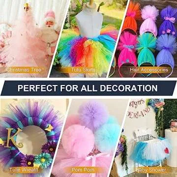 Tulle Fabric Roll 6 Inch by 100 Yards (300 ft) Tulle Ribbon Sheer Mesh Netting for DIY Tutu Skirt Gift Wrapping Wedding Baby Shower Birthday Halloween Party Decorations Crafts, 34 Colors (Blush)