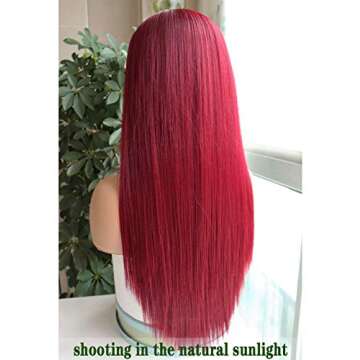 G&T Headband Wigs for Black Women Red Straight Glueless Wigs Heat Resistant Synthetic Wig for Daily Party Use (24 inch)
