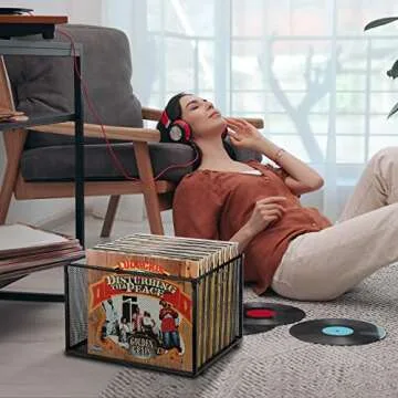 Stylish Vinyl Record Storage Box for 50+ Records and More