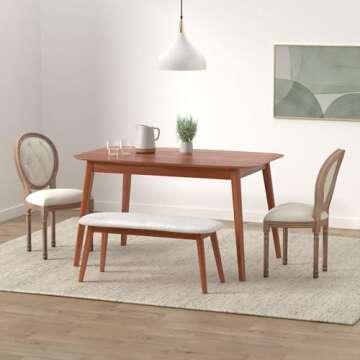 Nrizc French Country Dining Chairs Set of 6, Farmhouse Dining Chairs with Round Button Back, Solid W...