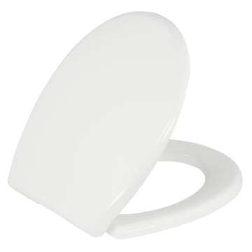 Bath Royale Soft Close Toilet Seat Round with Lid BR500-00 White, Comfortable, Durable, Sturdy, Stai...
