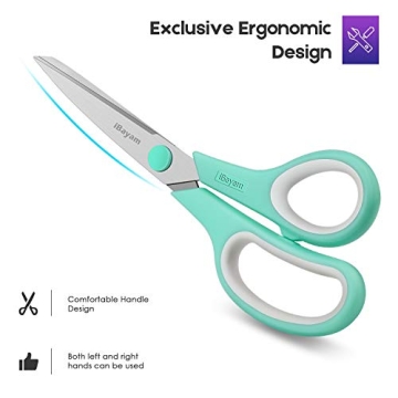 iBayam 8" Ultra Sharp Scissors 3-Pack for Crafting & Sewing