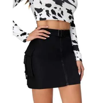 WDIRARA Women's Cargo High Waist Utility Mini Skirt