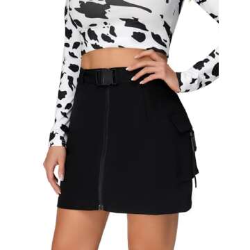 WDIRARA Women's Cargo High Waist Utility Mini Skirt