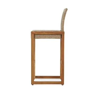 Stylish Elon Outdoor Barstools - Wicker & Acacia Wood