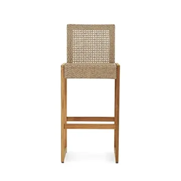 Stylish Elon Outdoor Barstools - Wicker & Acacia Wood