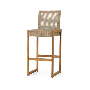 Stylish Elon Outdoor Barstools - Wicker & Acacia Wood