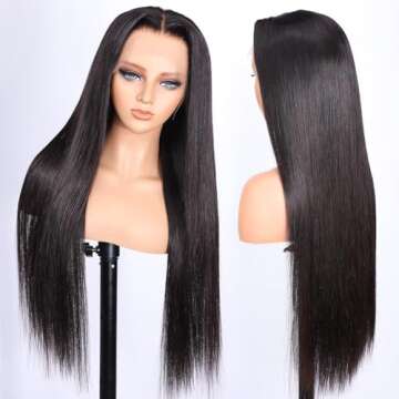 Iris Queen 28 Inch 220 Density Straight HD Lace Front Wigs Human Hair Pre Plucked 12A 13x4 Transpare...