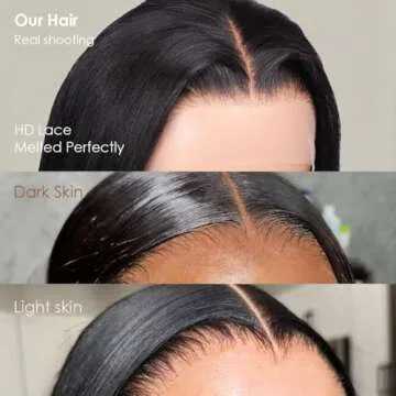 Iris Queen 28 Inch 220 Density Straight HD Lace Front Wigs Human Hair Pre Plucked 12A 13x4 Transparent Lace Frontal Human Hair Wig Natural Black Color for Women