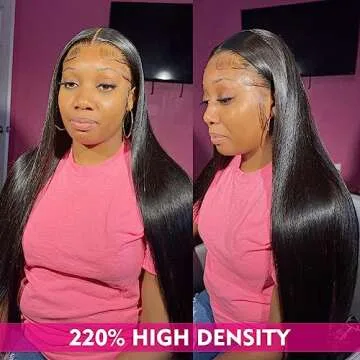 Iris Queen 28 Inch 220 Density Straight HD Lace Front Wigs Human Hair Pre Plucked 12A 13x4 Transparent Lace Frontal Human Hair Wig Natural Black Color for Women