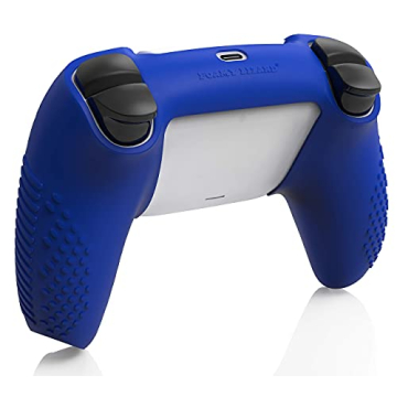 Foamy Lizard SensePro PS5 Controller Skin | Dock Compatible, Soft Flat Anti-Slip Studded Silicone Gel Grip Cover for PlayStation 5 Dualsense, Rubber Protector Plus 8 Raised Thumb Grip Caps (Blue)