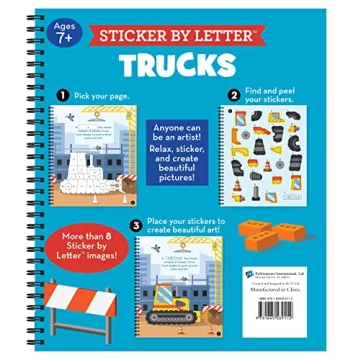 Brain Games Sticker by Letter Trucks Fun Educational Activity Book