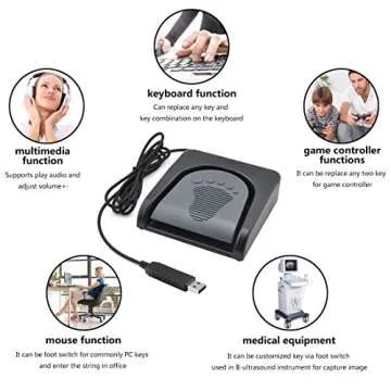 iKKEGOL USB Single Foot Pedal Switch for Hands-Free Control