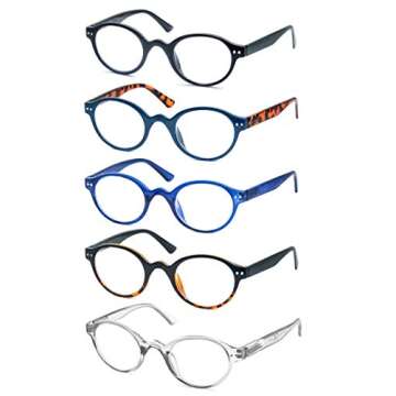 OLOMEE Reading Glasses Women Men Classic Round Readers +2.50 Circular Cheaters Glasses W/Lightweight...