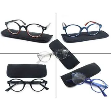 OLOMEE Reading Glasses Women Men Classic Round Readers +2.50 Circular Cheaters Glasses W/Lightweight Frame Comfortable Fit 5 Pack