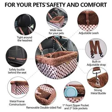 FANCYDELI Dog Car Booster Seat with Safety Leash & Blanket