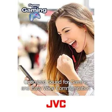 JVC Gumy Gamer, in Ear Earbud Headphones with Mic, Remote, and Mute Switch for Gaming and Chatting, Powerful Sound, Comfortable and Secure Fit, Silicone Ear Pieces S/M/L - HAFX7GA (Blue),Medium
