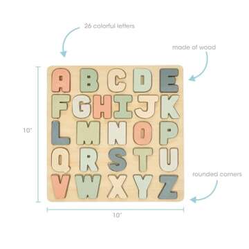 Pearhead Wooden Alphabet Puzzle, Colorful ABC Letters, Interactive Learning Board Educational Montessori Toy, Baby and Toddler Ages 1+ Years