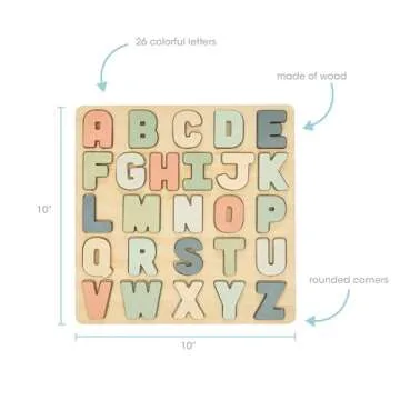 Pearhead Wooden Alphabet Puzzle, Colorful ABC Letters, Interactive Learning Board Educational Montessori Toy, Baby and Toddler Ages 1+ Years