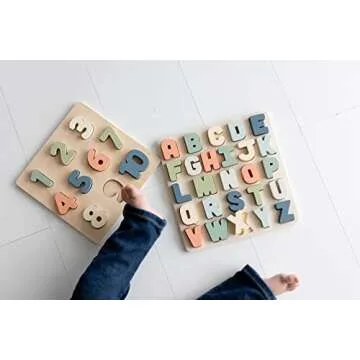 Pearhead Wooden Alphabet Puzzle, Colorful ABC Letters, Interactive Learning Board Educational Montessori Toy, Baby and Toddler Ages 1+ Years