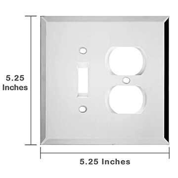 Switch Hits Plain Glass Mirror Outlet Wall Plate | 1 Toggle - 1 Duplex | 5.25" x 5.25" | Professiona...